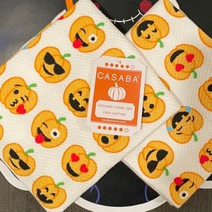Casaba Pumpkin EMOJI kitchen towel set